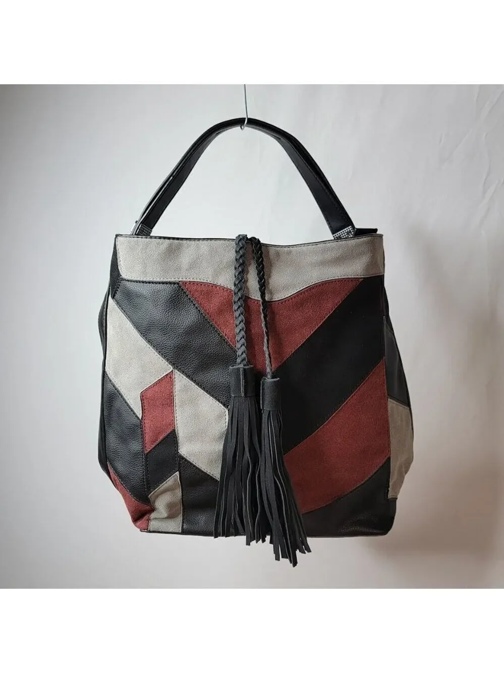 Urban Expressions Patchwork Tote – Certified Vegan Leather | Bold Retro Vibes - Picture 3 of 13